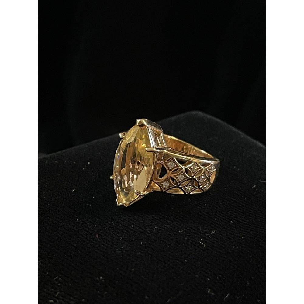 JTV BBJ 9.25 Sterling Silver Gold Overlay Citrine Marquis Ring Size 5
